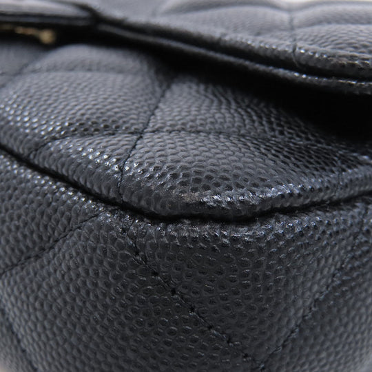 CHANEL Shoulder Bag Grained Calfskin Skin black ChainShoulder Matelasse Gold Metal