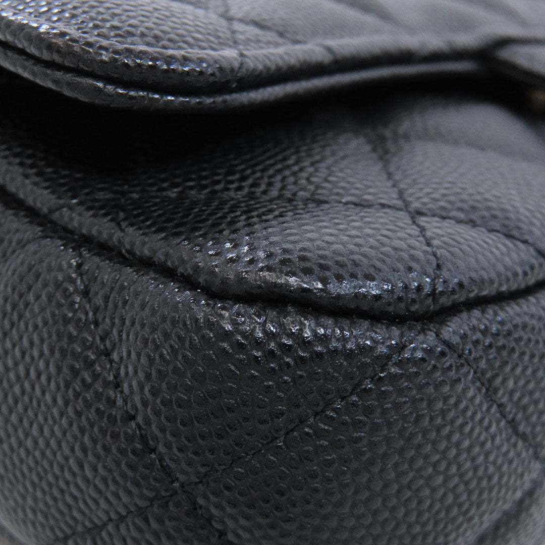 CHANEL Shoulder Bag Grained Calfskin Skin black ChainShoulder Matelasse Gold Metal