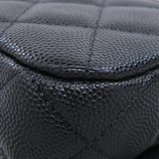 CHANEL Shoulder Bag Grained Calfskin Skin black ChainShoulder Matelasse Gold Metal