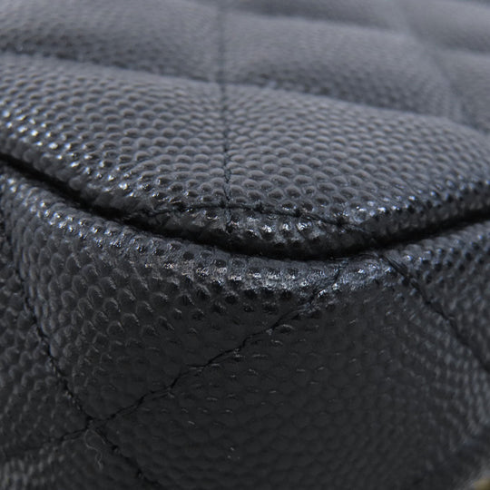 CHANEL Shoulder Bag Grained Calfskin Skin black ChainShoulder Matelasse Gold Metal