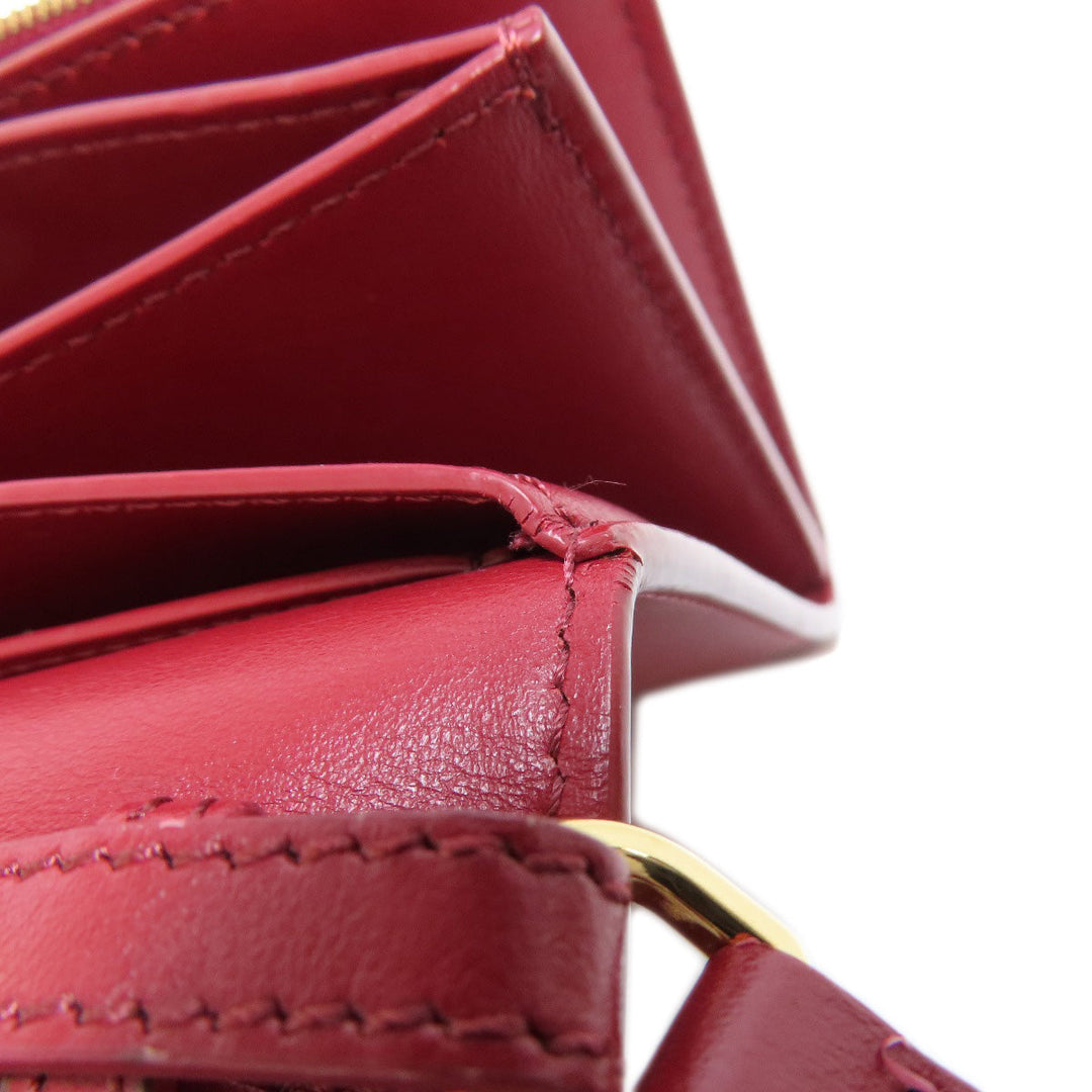 BURBERRY Long Wallet Purse leather Red Shoulder wallet Women Used Authentic