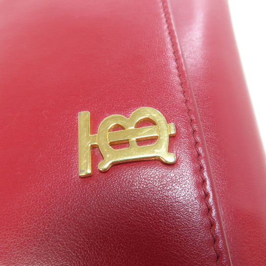 BURBERRY Long Wallet Purse leather Red Shoulder wallet Women Used Authentic