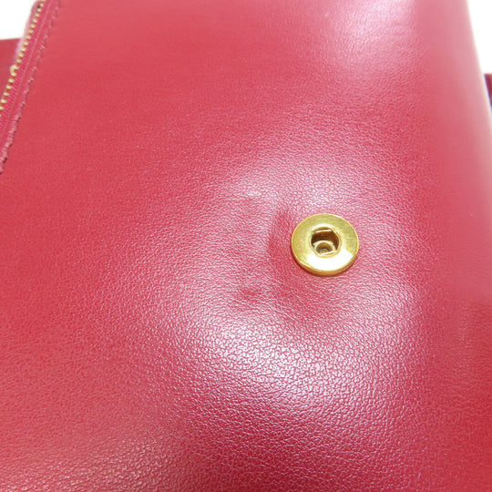 BURBERRY Long Wallet Purse leather Red Shoulder wallet Women Used Authentic