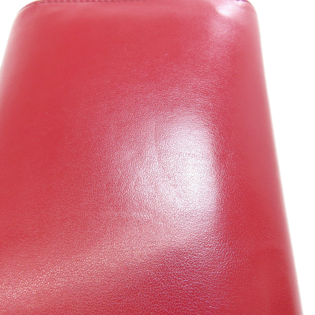 BURBERRY Long Wallet Purse leather Red Shoulder wallet Women Used Authentic