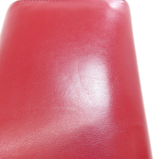 BURBERRY Long Wallet Purse leather Red Shoulder wallet Women Used Authentic