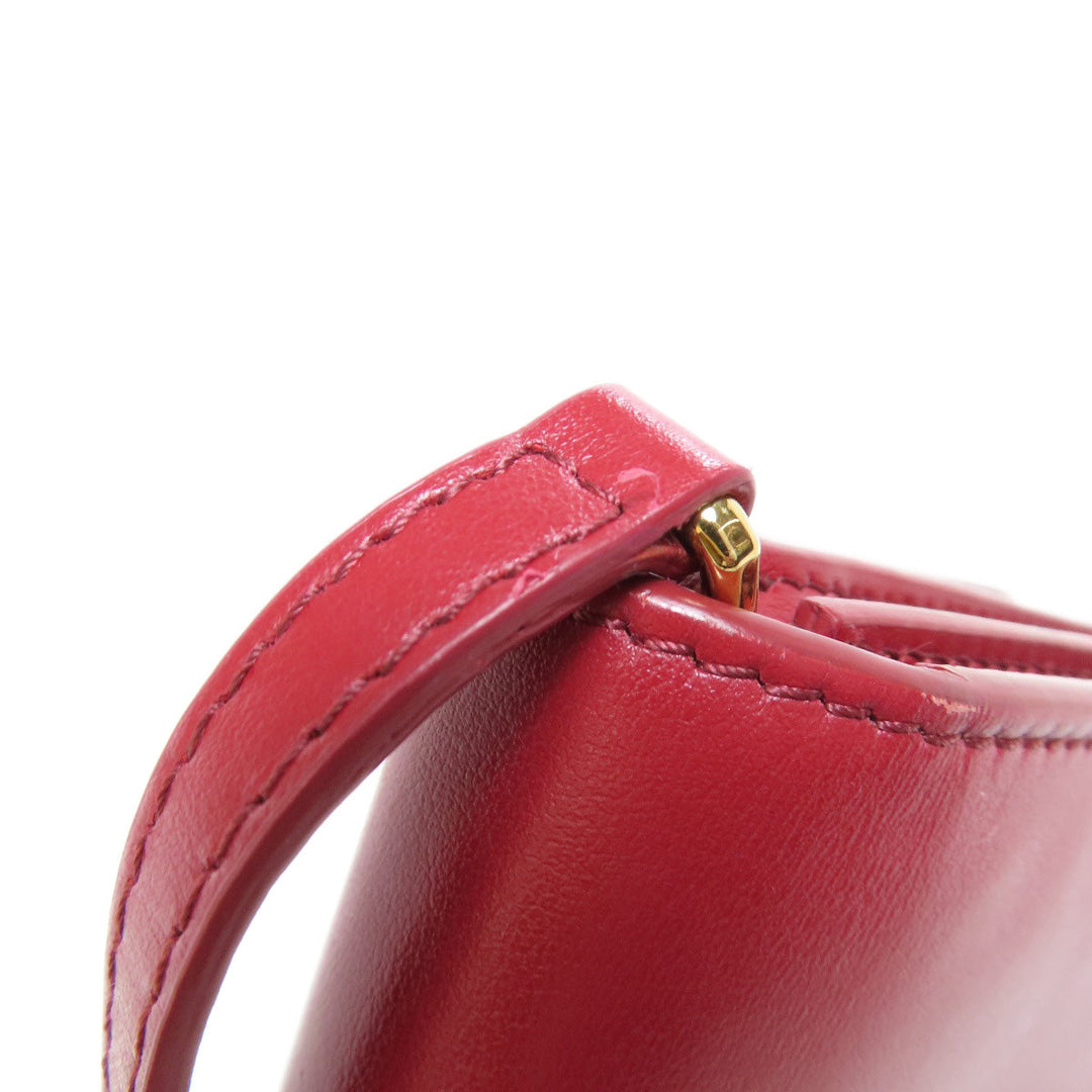 BURBERRY Long Wallet Purse leather Red Shoulder wallet Women Used Authentic