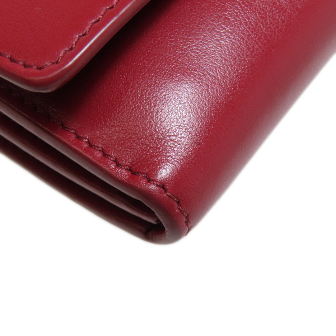 BURBERRY Long Wallet Purse leather Red Shoulder wallet Women Used Authentic