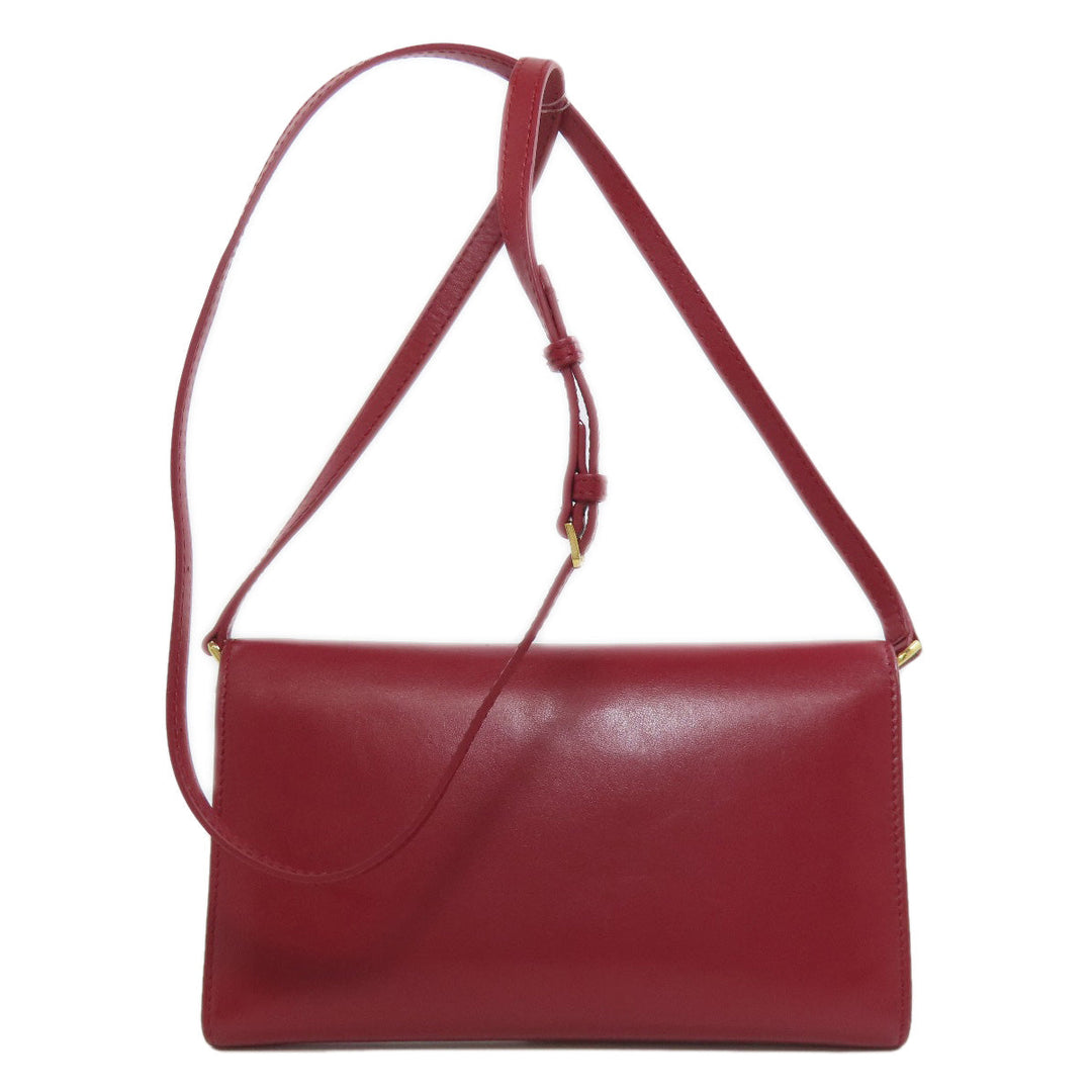 BURBERRY Long Wallet Purse leather Red Shoulder wallet Women Used Authentic