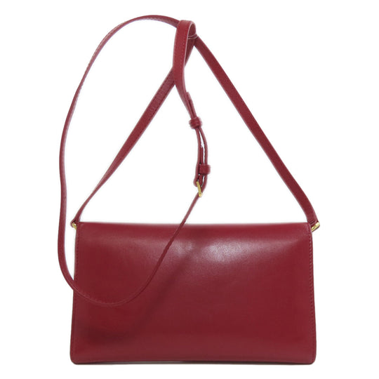 BURBERRY Long Wallet Purse leather Red Shoulder wallet Women Used Authentic