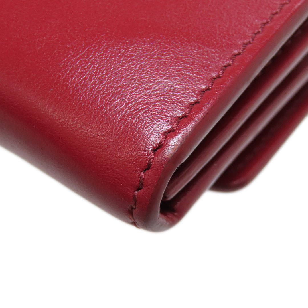BURBERRY Long Wallet Purse leather Red Shoulder wallet Women Used Authentic