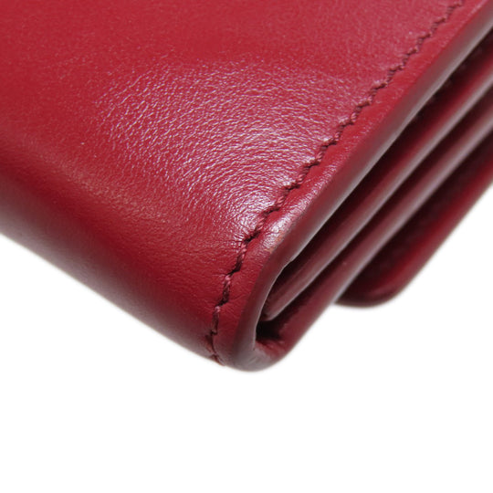 BURBERRY Long Wallet Purse leather Red Shoulder wallet Women Used Authentic