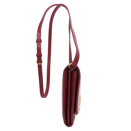 BURBERRY Long Wallet Purse leather Red Shoulder wallet Women Used Authentic