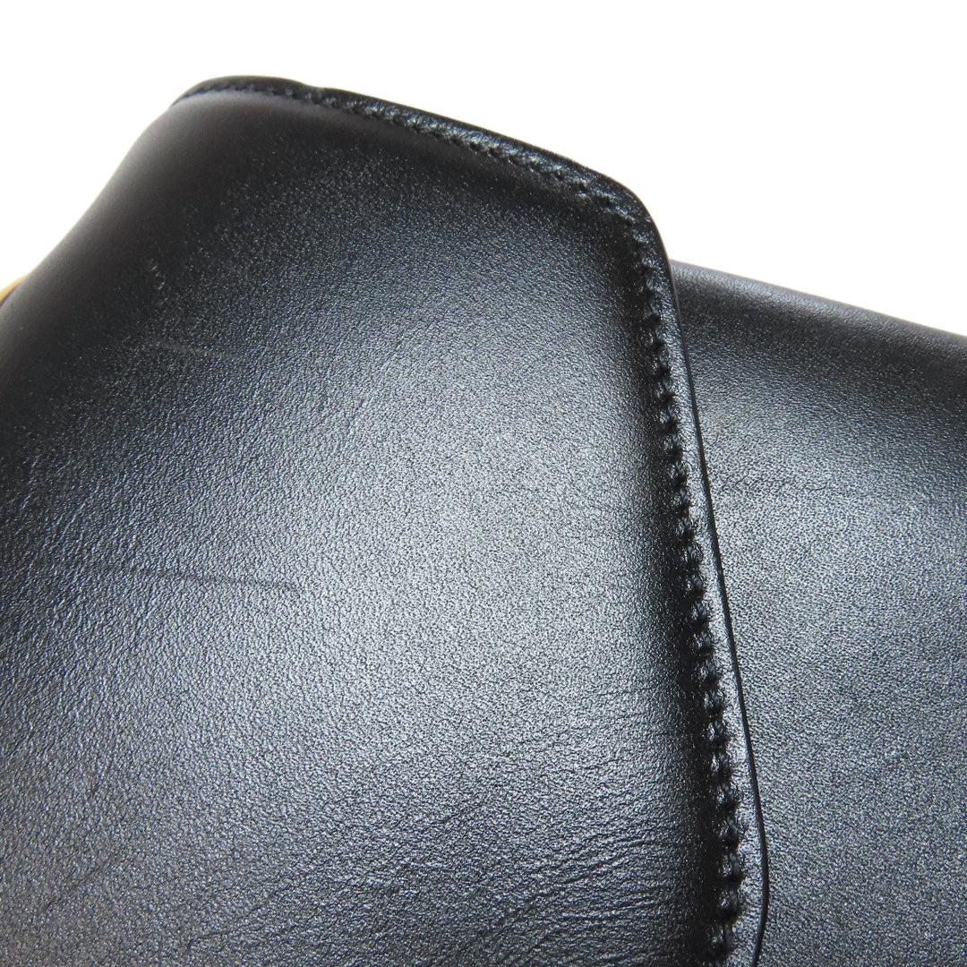 CELINE Shoulder Bag leather black ChainShoulder Women Used Authentic