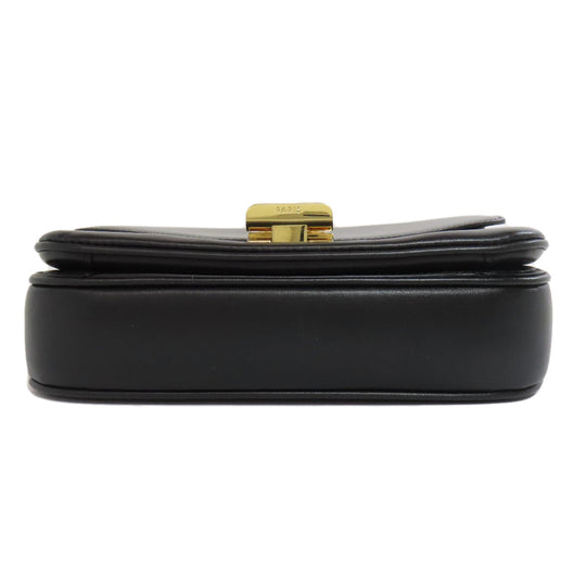 CELINE Shoulder Bag leather black ChainShoulder Women Used Authentic