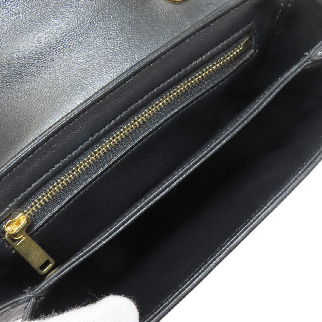 CELINE Shoulder Bag leather black ChainShoulder Women Used Authentic