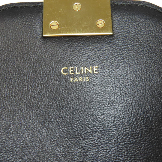 CELINE Shoulder Bag leather black ChainShoulder Women Used Authentic