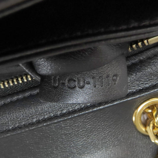 CELINE Shoulder Bag leather black ChainShoulder Women Used Authentic