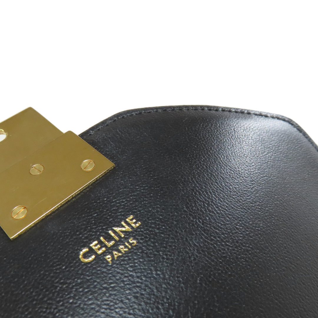 CELINE Shoulder Bag leather black ChainShoulder Women Used Authentic