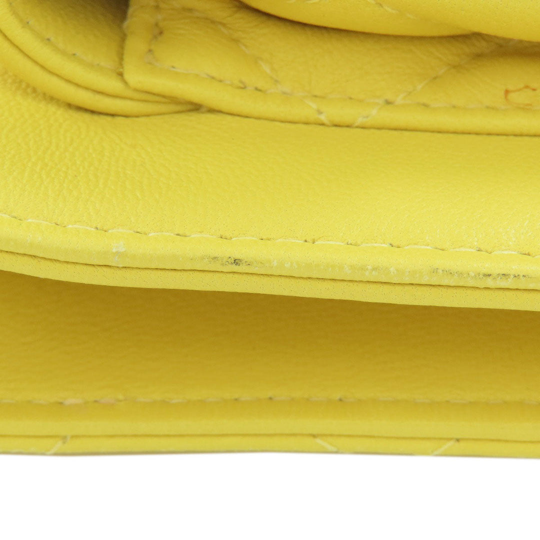 CHANEL Shoulder Bag lambskin yellow ChainShoulder Silver Metal Gold Metal