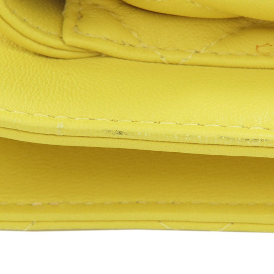 CHANEL Shoulder Bag lambskin yellow ChainShoulder Silver Metal Gold Metal