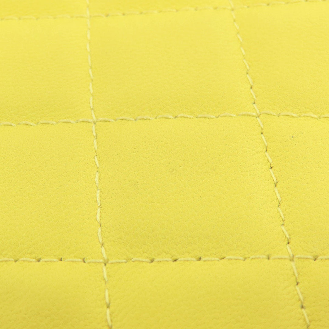 CHANEL Shoulder Bag lambskin yellow ChainShoulder Silver Metal Gold Metal