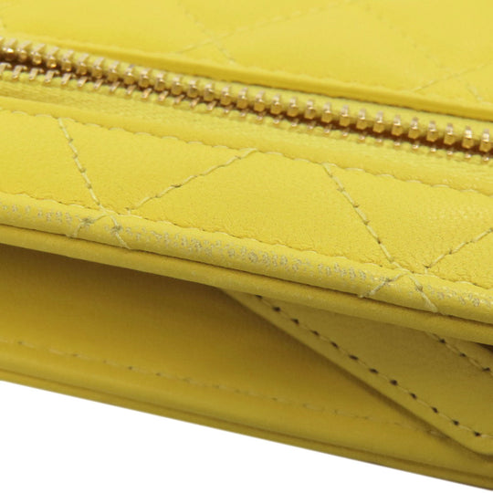 CHANEL Shoulder Bag lambskin yellow ChainShoulder Silver Metal Gold Metal