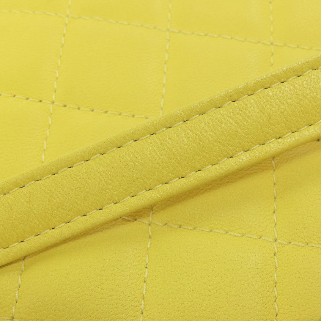 CHANEL Shoulder Bag lambskin yellow ChainShoulder Silver Metal Gold Metal