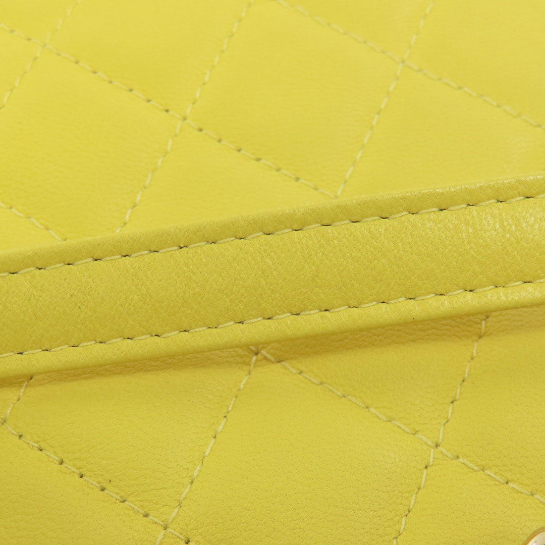 CHANEL Shoulder Bag lambskin yellow ChainShoulder Silver Metal Gold Metal