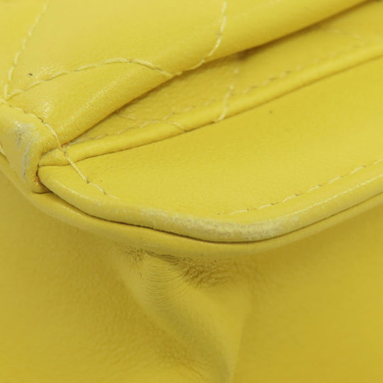 CHANEL Shoulder Bag lambskin yellow ChainShoulder Silver Metal Gold Metal