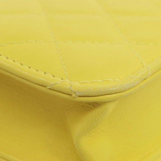 CHANEL Shoulder Bag lambskin yellow ChainShoulder Silver Metal Gold Metal