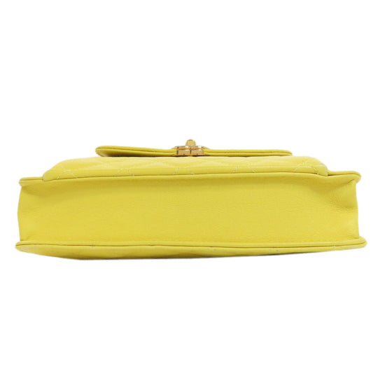 CHANEL Shoulder Bag lambskin yellow ChainShoulder Silver Metal Gold Metal
