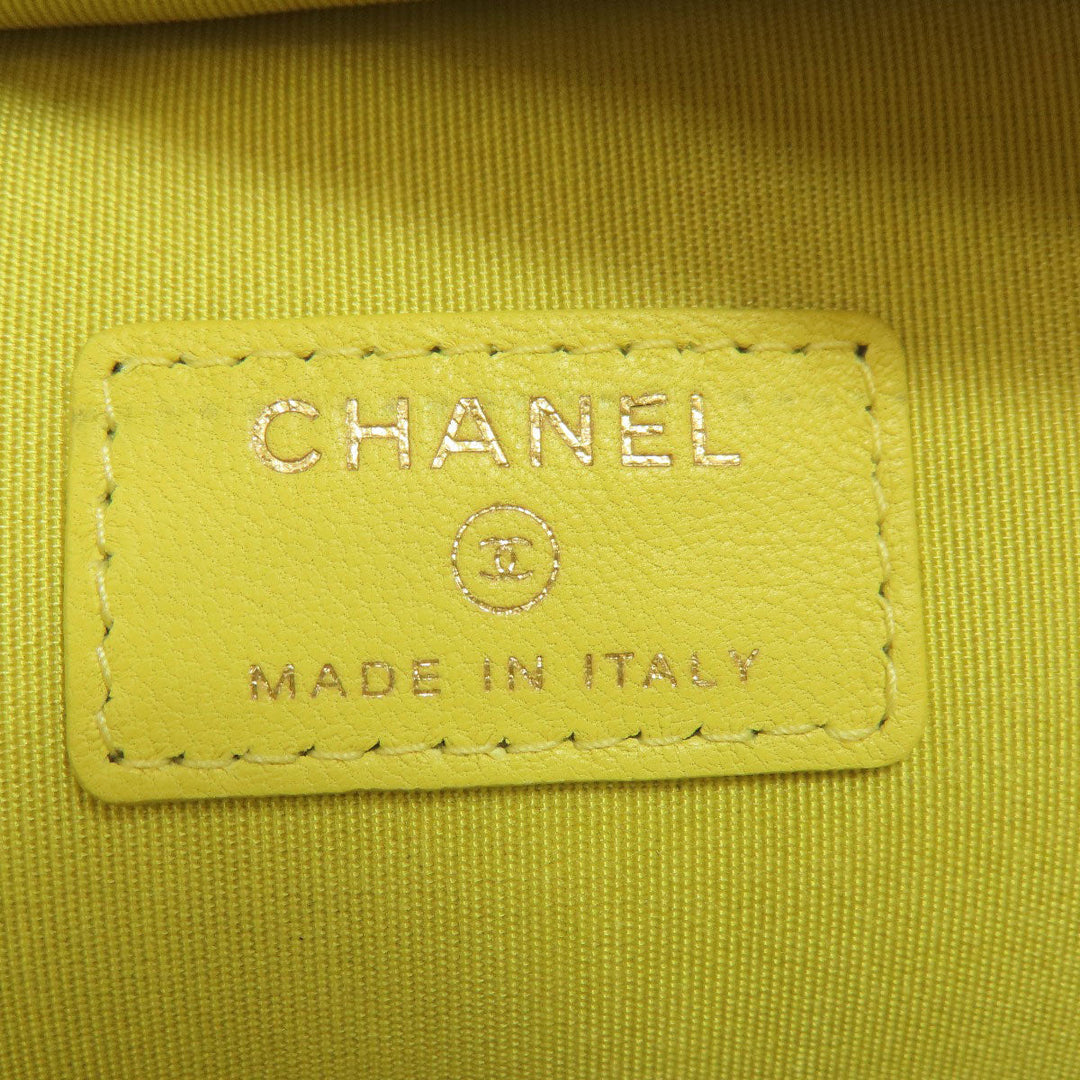 CHANEL Shoulder Bag lambskin yellow ChainShoulder Silver Metal Gold Metal