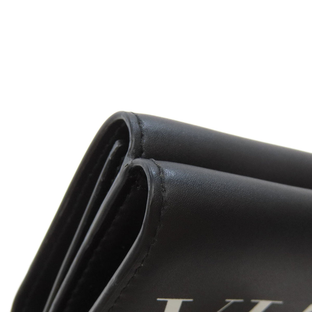 Valentino Bifold Wallet leather black logo Tri-fold Wallet Women Used Authentic