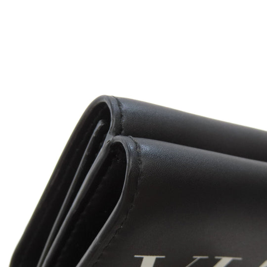 Valentino Bifold Wallet leather black logo Tri-fold Wallet Women Used Authentic