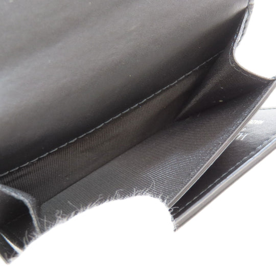 Valentino Bifold Wallet leather black logo Tri-fold Wallet Women Used Authentic