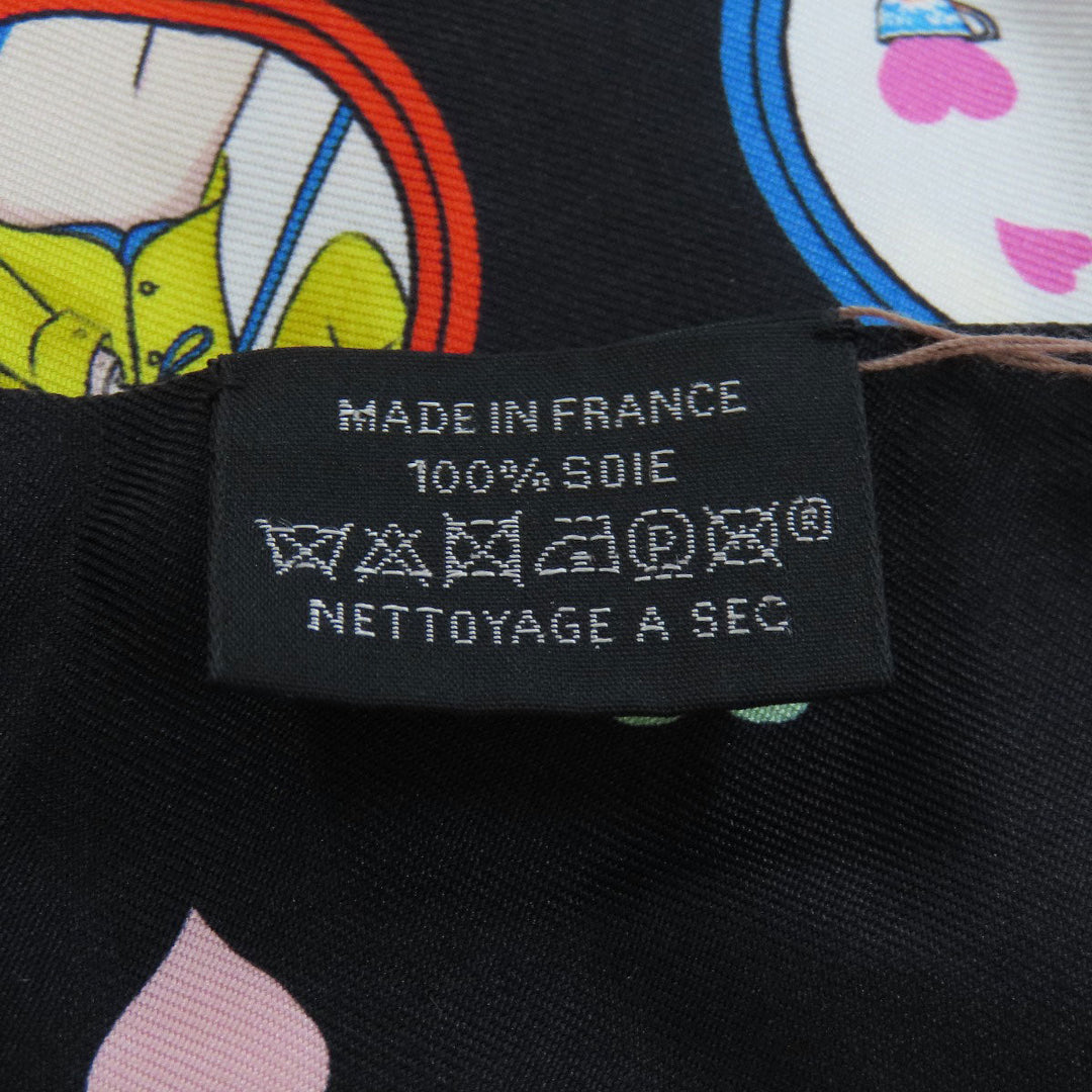HERMES scarf silk black Twilly Women Used Authentic