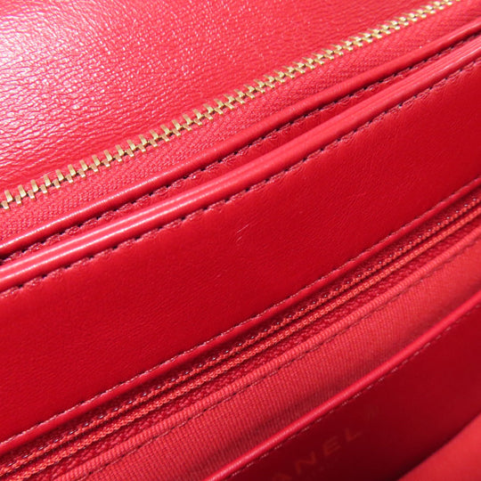 CHANEL Shoulder Bag lambskin Red ChainShoulder Matelasse Gold Metal