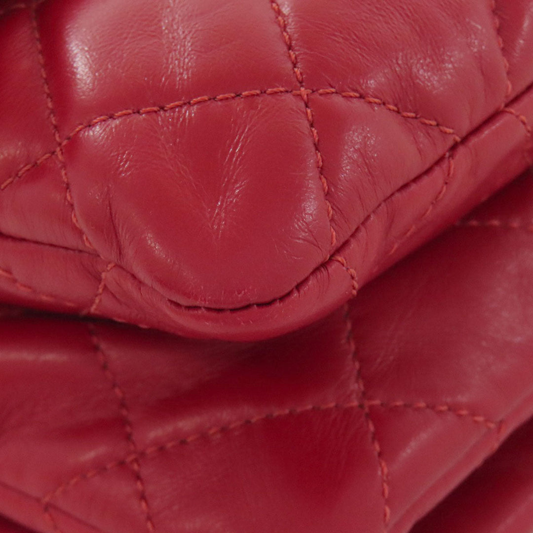 CHANEL Shoulder Bag lambskin Red ChainShoulder Matelasse Gold Metal