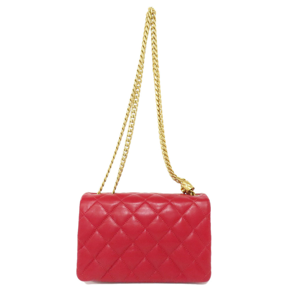 CHANEL Shoulder Bag lambskin Red ChainShoulder Matelasse Gold Metal