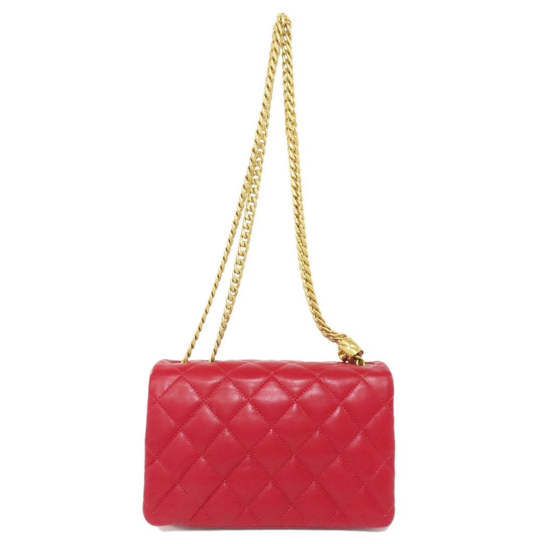 CHANEL Shoulder Bag lambskin Red ChainShoulder Matelasse Gold Metal