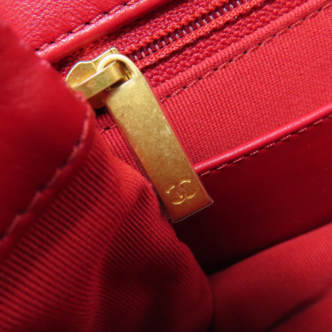 CHANEL Shoulder Bag lambskin Red ChainShoulder Matelasse Gold Metal