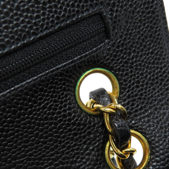 CHANEL Shoulder Bag Grained Calfskin Skin black ChainShoulder Matelasse Gold Metal