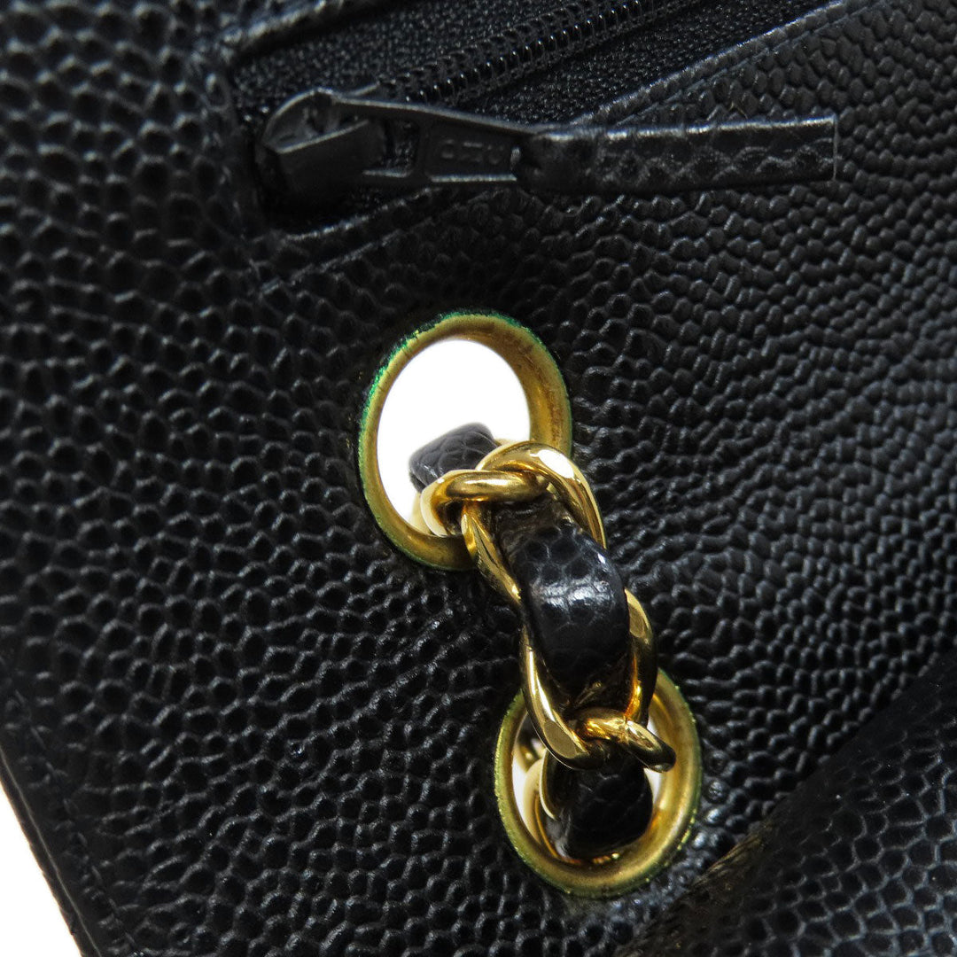 CHANEL Shoulder Bag Grained Calfskin Skin black ChainShoulder Matelasse Gold Metal