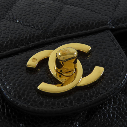 CHANEL Shoulder Bag Grained Calfskin Skin black ChainShoulder Matelasse Gold Metal
