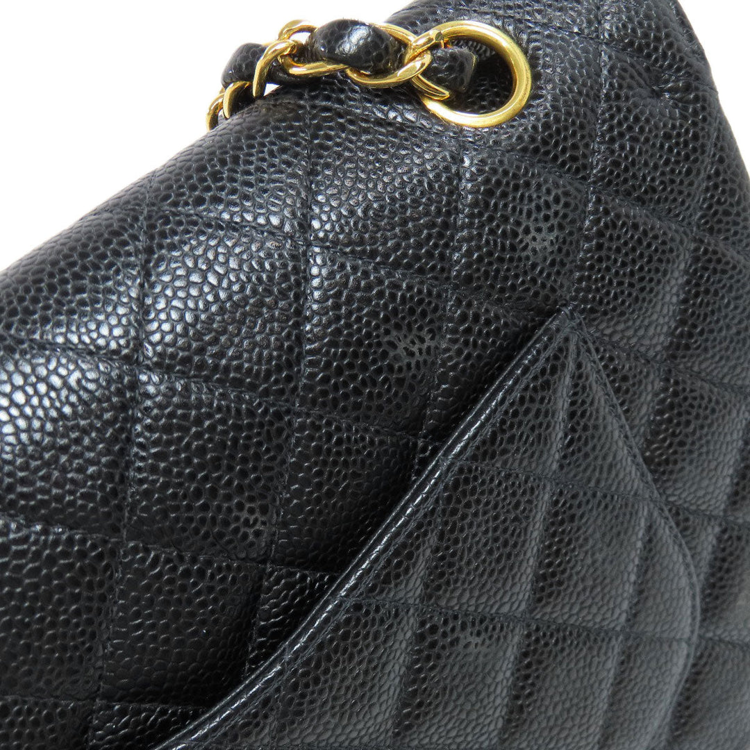 CHANEL Shoulder Bag Grained Calfskin Skin black ChainShoulder Matelasse Gold Metal