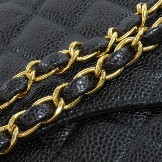CHANEL Shoulder Bag Grained Calfskin Skin black ChainShoulder Matelasse Gold Metal