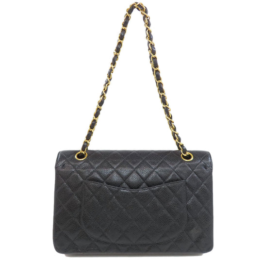 CHANEL Shoulder Bag Grained Calfskin Skin black ChainShoulder Matelasse Gold Metal