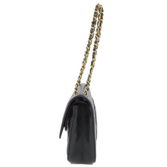 CHANEL Shoulder Bag Grained Calfskin Skin black ChainShoulder Matelasse Gold Metal