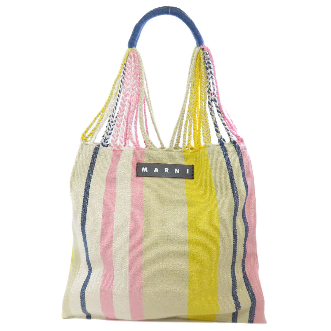 MARNI Handbag canvas beige flower cafe hammock Women Used Authentic