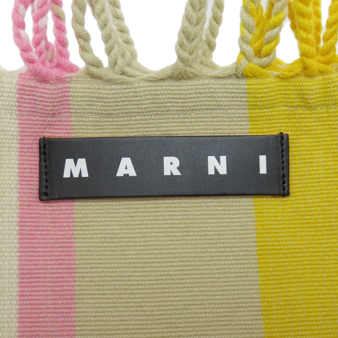 MARNI Handbag canvas beige flower cafe hammock Women Used Authentic